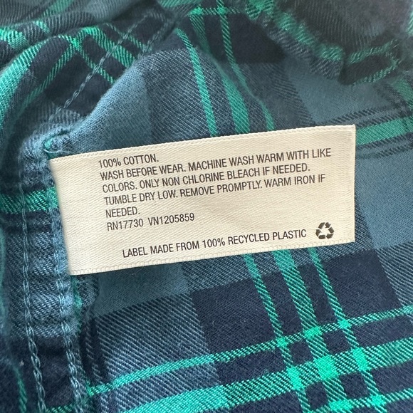Cat & Jack Boys plaid blue and green long sleeve button down shirt XS (4-5) - Picture 3 of 4